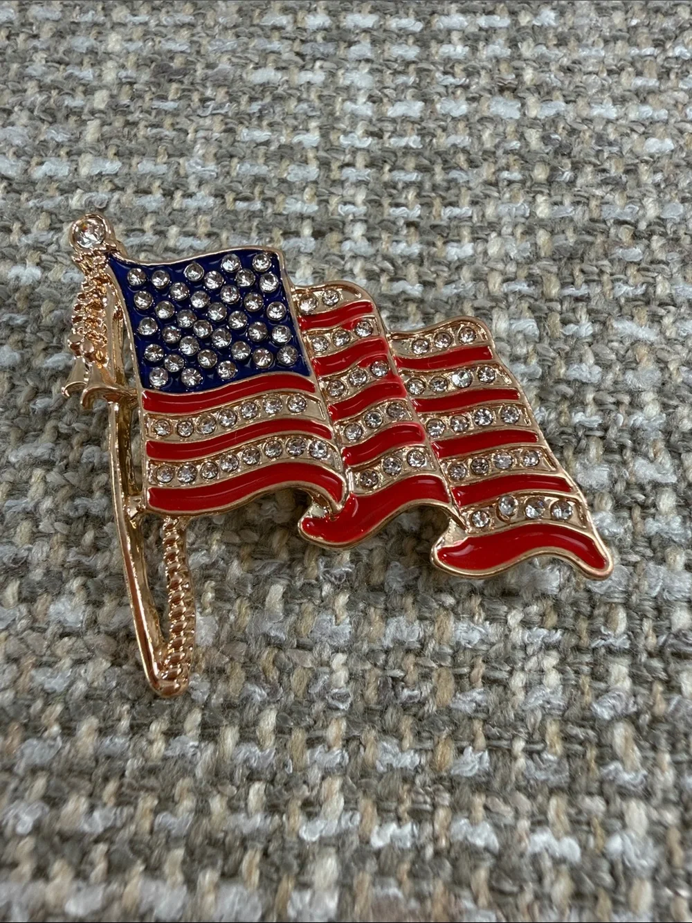 Crystal American Flag Brooch - Red, White & Blue